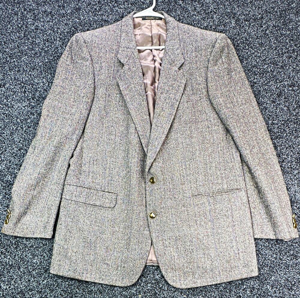 Vintage 60s 70s Trojan De Luxe Clothes Hollywood Tweed Blazer Jacket Mens L 44